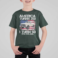 America Turns 250 I Turn 50 1976 50th Birthday T Shirt For Kid Vintage Classic Original American Old Pickup Truck