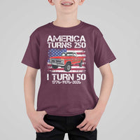 America Turns 250 I Turn 50 1976 50th Birthday T Shirt For Kid Vintage Classic Original American Old Pickup Truck