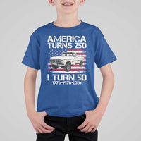 America Turns 250 I Turn 50 1976 50th Birthday T Shirt For Kid Vintage Classic Original American Old Pickup Truck