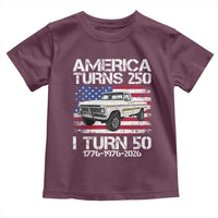 America Turns 250 I Turn 50 1976 50th Birthday Toddler T Shirt Vintage Classic Original American Old Pickup Truck