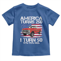 America Turns 250 I Turn 50 1976 50th Birthday Toddler T Shirt Vintage Classic Original American Old Pickup Truck