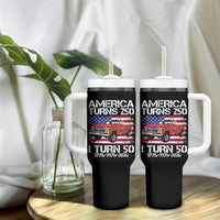 America Turns 250 I Turn 50 1976 50th Birthday Tumbler With Handle Vintage Classic Original American Old Pickup Truck