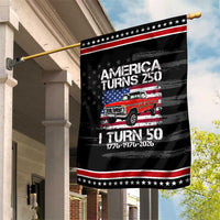 America Turns 250 I Turn 50 1976 50th Birthday Patriotic Garden Flag Vintage Classic Original American Old Pickup Truck