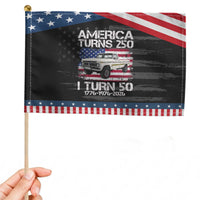 America Turns 250 I Turn 50 1976 50th Birthday Patriotic Handheld Flag Vintage Classic Original American Old Pickup Truck