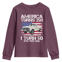 America Turns 250 I Turn 50 1976 50th Birthday Youth Sweatshirt Vintage Classic Original American Old Pickup Truck