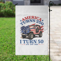 America Turns 250 I Turn 50 1976 50th Birthday Garden Flag Compact Classic Off-road SUV
