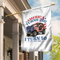America Turns 250 I Turn 50 1976 50th Birthday Garden Flag Compact Classic Off-road SUV