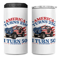 America Turns 250 I Turn 50 1976 50th Birthday 4 in 1 Can Cooler Tumbler Compact Classic Off-road SUV