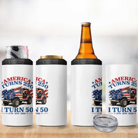 America Turns 250 I Turn 50 1976 50th Birthday 4 in 1 Can Cooler Tumbler Compact Classic Off-road SUV