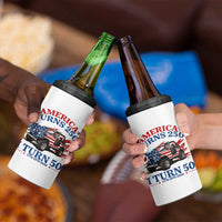 America Turns 250 I Turn 50 1976 50th Birthday 4 in 1 Can Cooler Tumbler Compact Classic Off-road SUV