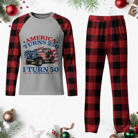 America Turns 250 I Turn 50 1976 50th Birthday Plaid Pajama Set Compact Classic Off-road SUV