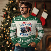 America Turns 250 I Turn 50 1976 50th Birthday Ugly Christmas Sweater Compact Classic Off-road SUV