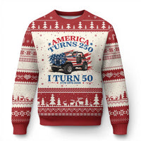 America Turns 250 I Turn 50 1976 50th Birthday Ugly Christmas Sweater Compact Classic Off-road SUV