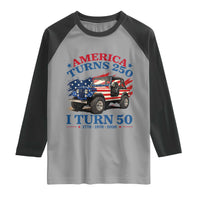 America Turns 250 I Turn 50 1976 50th Birthday Raglan Shirt Compact Classic Off-road SUV