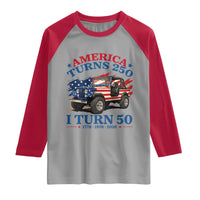 America Turns 250 I Turn 50 1976 50th Birthday Raglan Shirt Compact Classic Off-road SUV