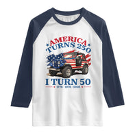 America Turns 250 I Turn 50 1976 50th Birthday Raglan Shirt Compact Classic Off-road SUV