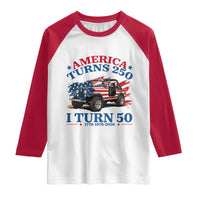 America Turns 250 I Turn 50 1976 50th Birthday Raglan Shirt Compact Classic Off-road SUV
