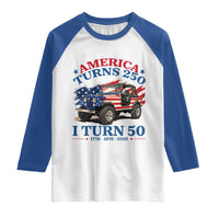 America Turns 250 I Turn 50 1976 50th Birthday Raglan Shirt Compact Classic Off-road SUV