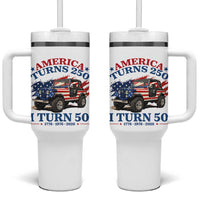 America Turns 250 I Turn 50 1976 50th Birthday Tumbler With Handle Compact Classic Off-road SUV