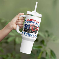 America Turns 250 I Turn 50 1976 50th Birthday Tumbler With Handle Compact Classic Off-road SUV