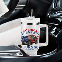 America Turns 250 I Turn 50 1976 50th Birthday Tumbler With Handle Compact Classic Off-road SUV