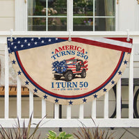 America Turns 250 I Turn 50 1976 50th Birthday Patriotic Fan Flag Compact Classic Off-road SUV