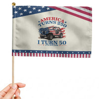 America Turns 250 I Turn 50 1976 50th Birthday Patriotic Handheld Flag Compact Classic Off-road SUV