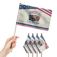 America Turns 250 I Turn 50 1976 50th Birthday Patriotic Handheld Flag Compact Classic Off-road SUV