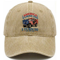 America Turns 250 I Turn 50 1976 50th Birthday Washed Cotton Baseball Cap Compact Classic Off-road SUV