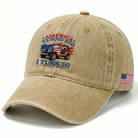 America Turns 250 I Turn 50 1976 50th Birthday Washed Cotton Baseball Cap Compact Classic Off-road SUV