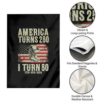 America Turns 250 I Turn 50 1976 50th Birthday Garden Flag Patriotic Cowboy Cowgirl Rodeo 4th of July