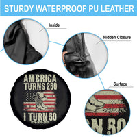 America Turns 250 I Turn 50 1976 50th Birthday Spare Tire Cover Patriotic Cowboy Cowgirl Rodeo 4th of July