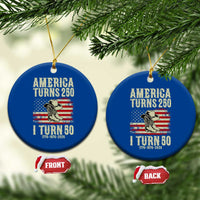 America Turns 250 I Turn 50 1976 50th Birthday Ceramic Ornament Patriotic Cowboy Cowgirl Rodeo 4th of July