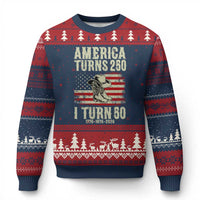 America Turns 250 I Turn 50 1976 50th Birthday Ugly Christmas Sweater Patriotic Cowboy Cowgirl Rodeo 4th of July
