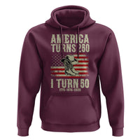 America Turns 250 I Turn 50 1976 50th Birthday Hoodie Patriotic Cowboy Cowgirl Rodeo 4th of July