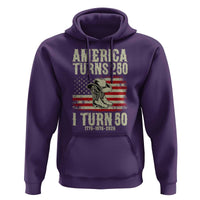 America Turns 250 I Turn 50 1976 50th Birthday Hoodie Patriotic Cowboy Cowgirl Rodeo 4th of July