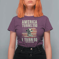 America Turns 250 I Turn 50 1976 50th Birthday T Shirt For Women Patriotic Cowboy Cowgirl Rodeo 4th of July