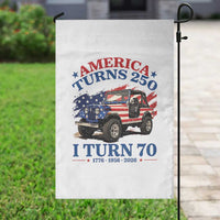 America Turns 250 I Turn 70 1956 70th Birthday Garden Flag Compact Classic Off-road SUV