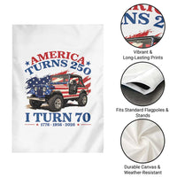 America Turns 250 I Turn 70 1956 70th Birthday Garden Flag Compact Classic Off-road SUV