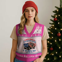 America Turns 250 I Turn 60 1966 60th Birthday V-Neck Knit Sweater Vest Compact Classic Off-road SUV