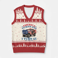America Turns 250 I Turn 45 1981 45th Birthday V-Neck Knit Sweater Vest Compact Classic Off-road SUV