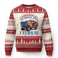 America Turns 250 I Turn 35 1991 35th Birthday Ugly Christmas Sweater Compact Classic Off-road SUV