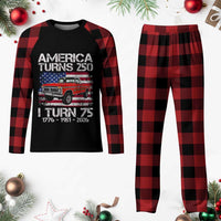 America Turns 250 I Turn 75 1951 75th Birthday Plaid Pajama Set Vintage Classic Original American Old Pickup Truck