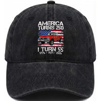 America Turns 250 I Turn 55 1971 55th Birthday Washed Cotton Baseball Cap Vintage Classic Original American Old Pickup Truck