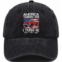 America Turns 250 I Turn 45 1981 45th Birthday Washed Cotton Baseball Cap Vintage Classic Original American Old Pickup Truck