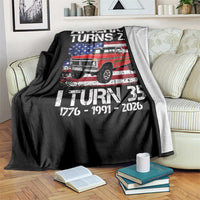 America Turns 250 I Turn 35 1991 35th Birthday Throw Blanket Vintage Classic Original American Old Pickup Truck