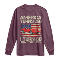 America Turns 250 I Turn 80 1946 80th Birthday Long Sleeve Shirt Sports Car Retro Americana
