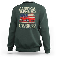 America Turns 250 I Turn 80 1946 80th Birthday Sweatshirt Sports Car Retro Americana