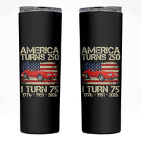 America Turns 250 I Turn 75 1951 75th Birthday Skinny Tumbler Sports Car Retro Americana