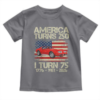 America Turns 250 I Turn 75 1951 75th Birthday Toddler T Shirt Sports Car Retro Americana
